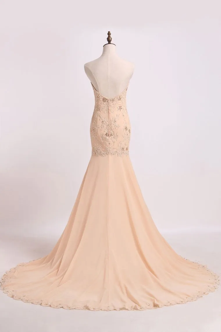 Sweetheart Prom Dresses Mermaid/Trumpet With Beading