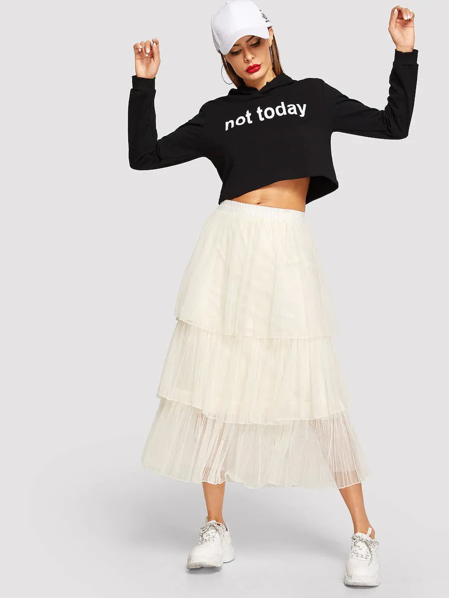 Tiered Layer Mesh Skirt