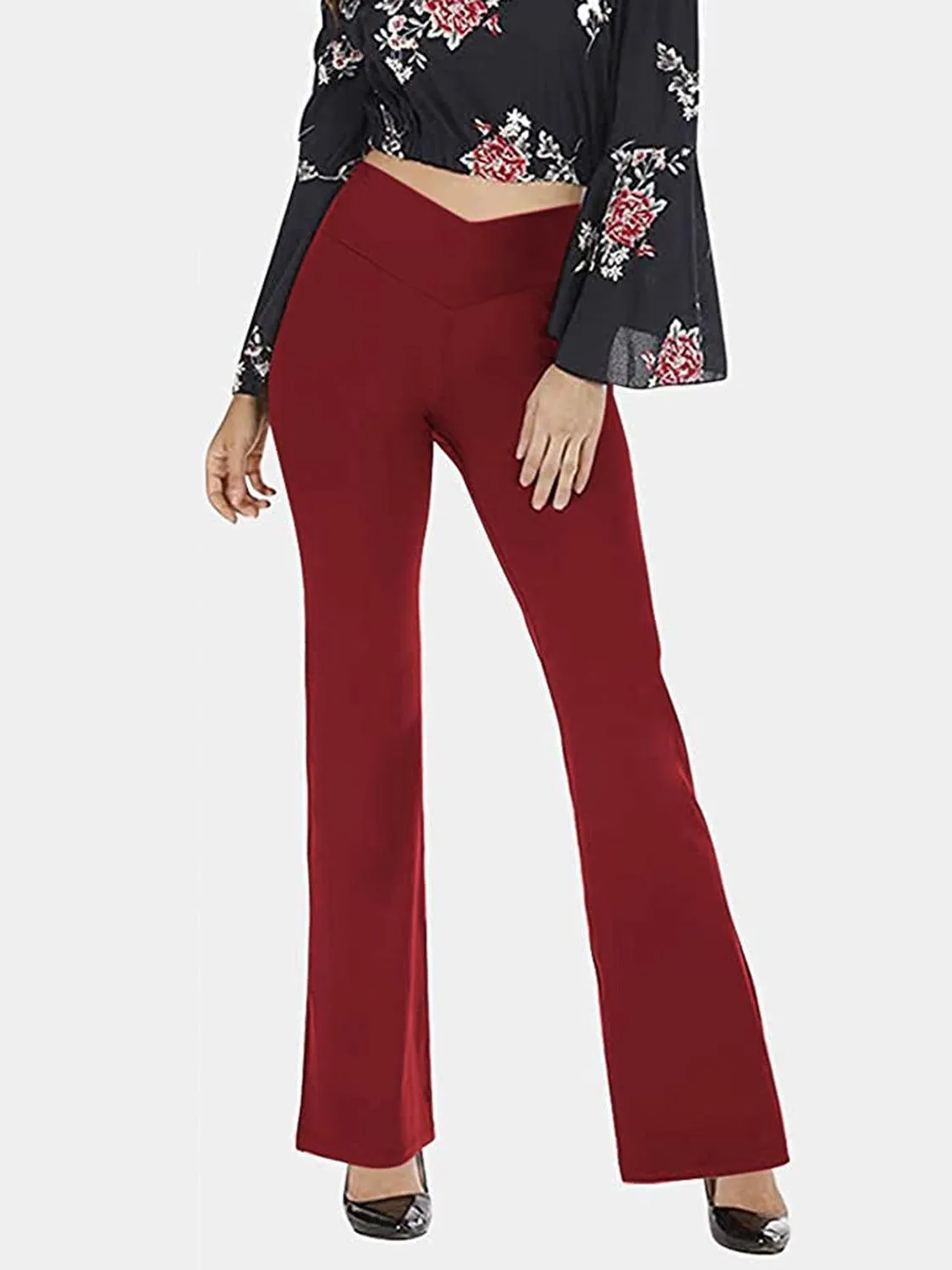 V Waist Stretch Bootcut Pants