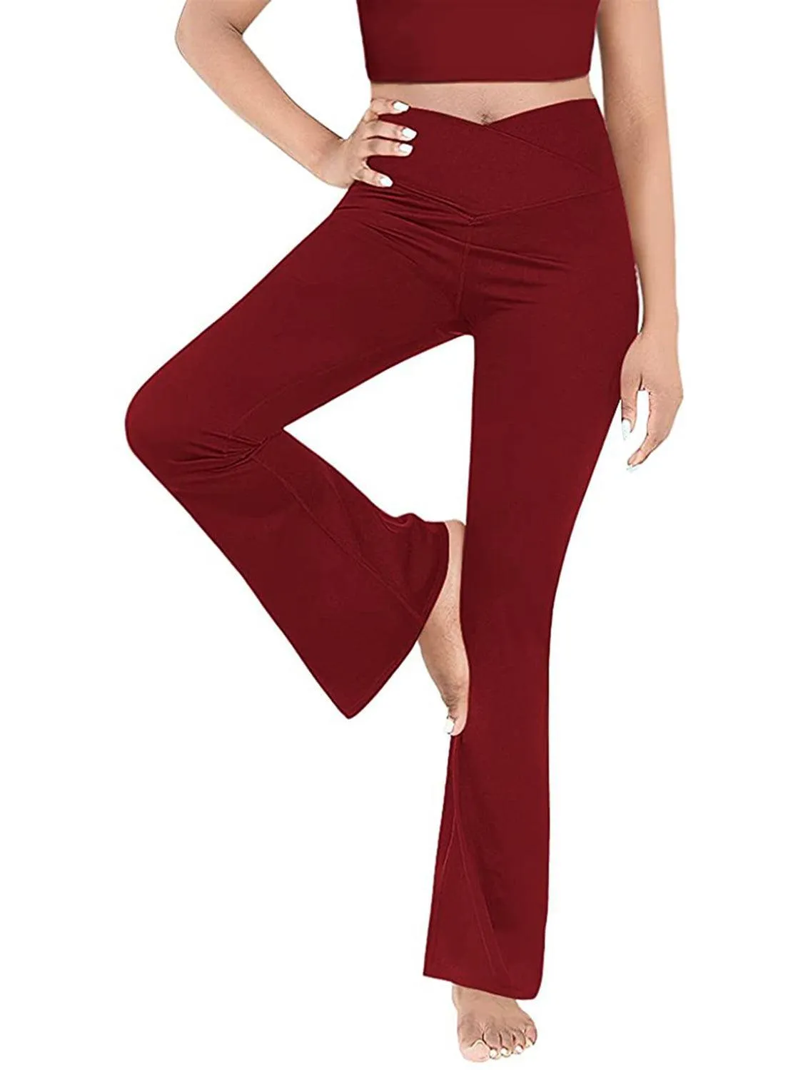 V Waist Stretch Bootcut Pants