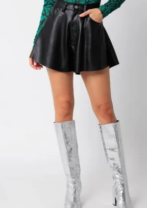 vegan leather flared short
