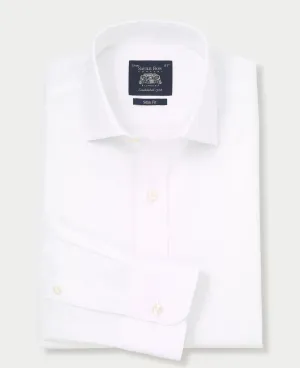 White Cotton Twill Slim Fit Non-Iron Shirt - Single Cuff