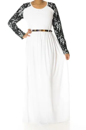 White Lace Sleeve maxi dress