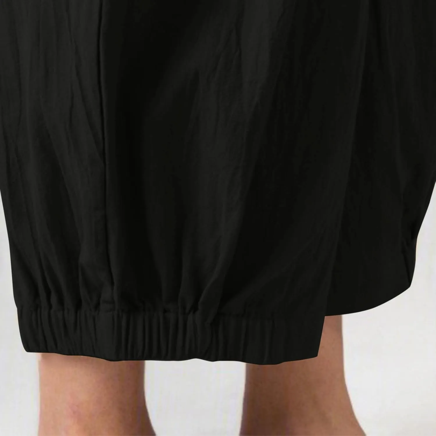 Womens Linen Pants Summer Relaxed Fit Plus Size Pants Lightweight Beach Baggy Crop Pants Trousers with Pckets