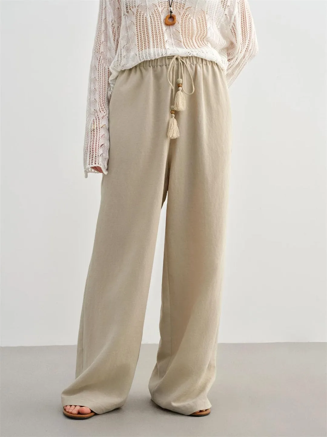 Women's Summer Plus-Size Linen-Like Pants Relaxed Fit & Breathable Tencel Blend with Elegance
