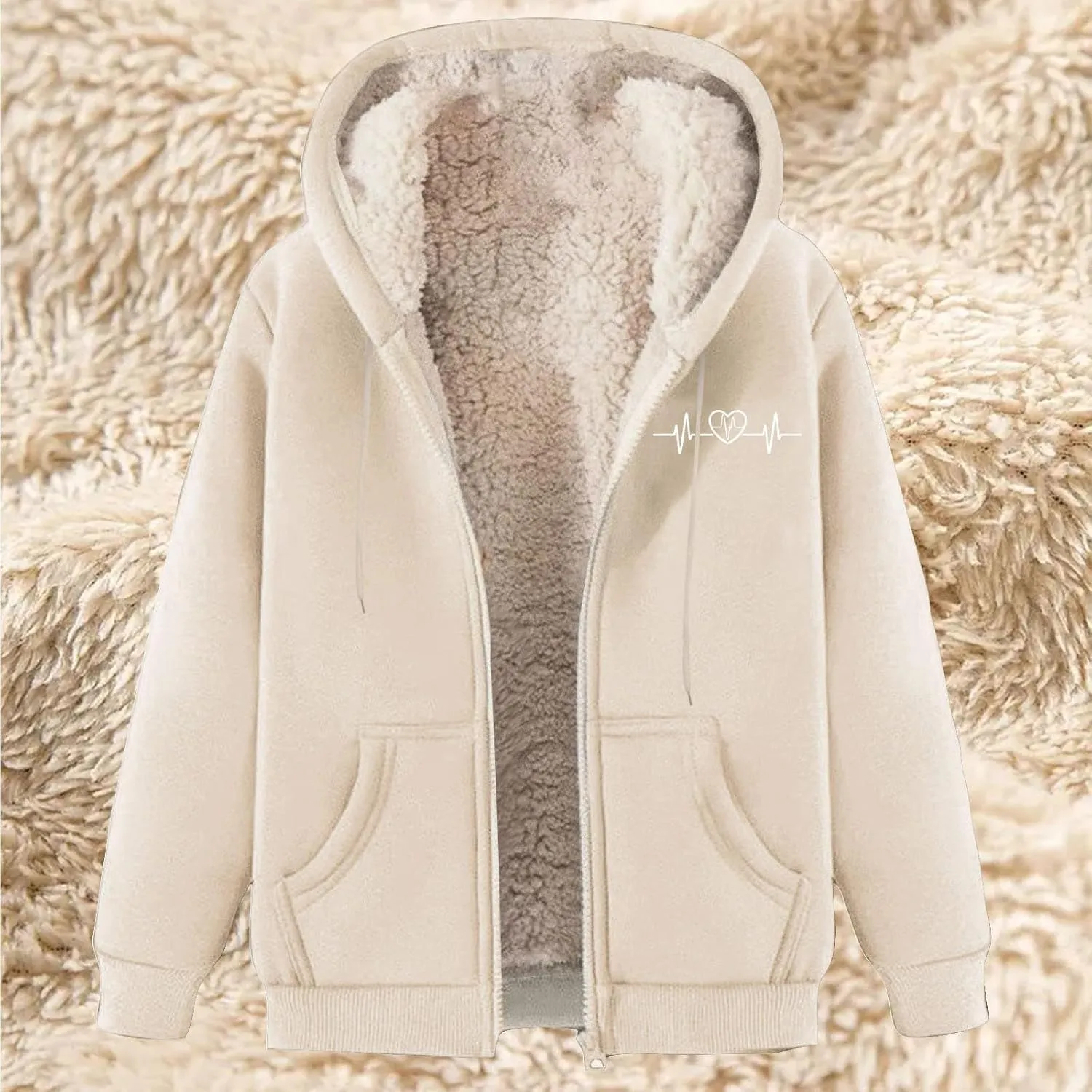 Womens Zip Up Hoodies Fleece Lined Plus Size Zipper Jackets with Pockets Casual Trendy Long Sleeve Hooded Coats