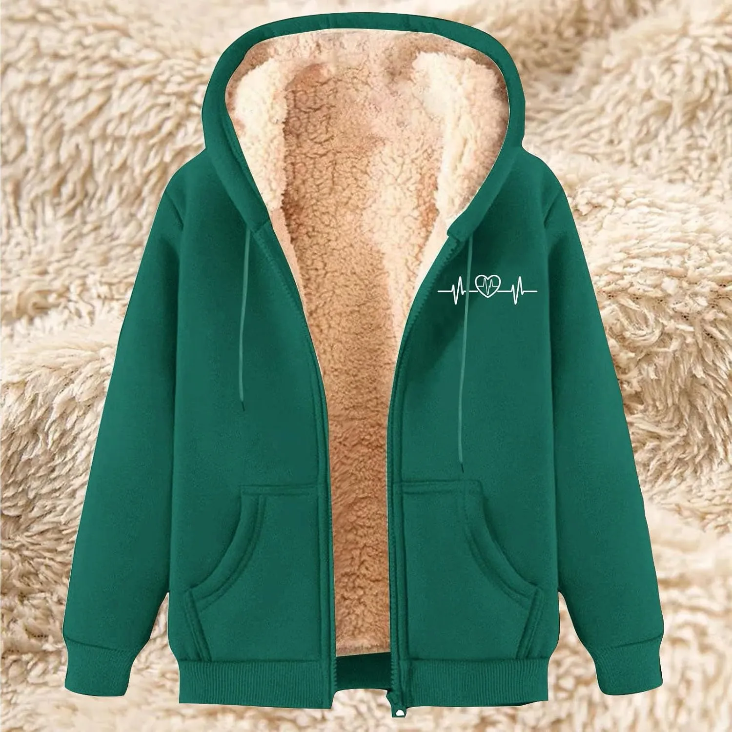 Womens Zip Up Hoodies Fleece Lined Plus Size Zipper Jackets with Pockets Casual Trendy Long Sleeve Hooded Coats