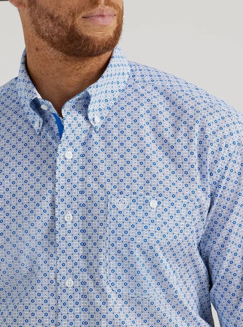 Wrangler Men's George Strait Short Sleeve One Pocket Button Down Shirt Marine Plates