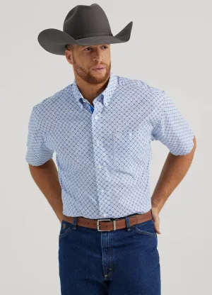 Wrangler Men's George Strait Short Sleeve One Pocket Button Down Shirt Marine Plates