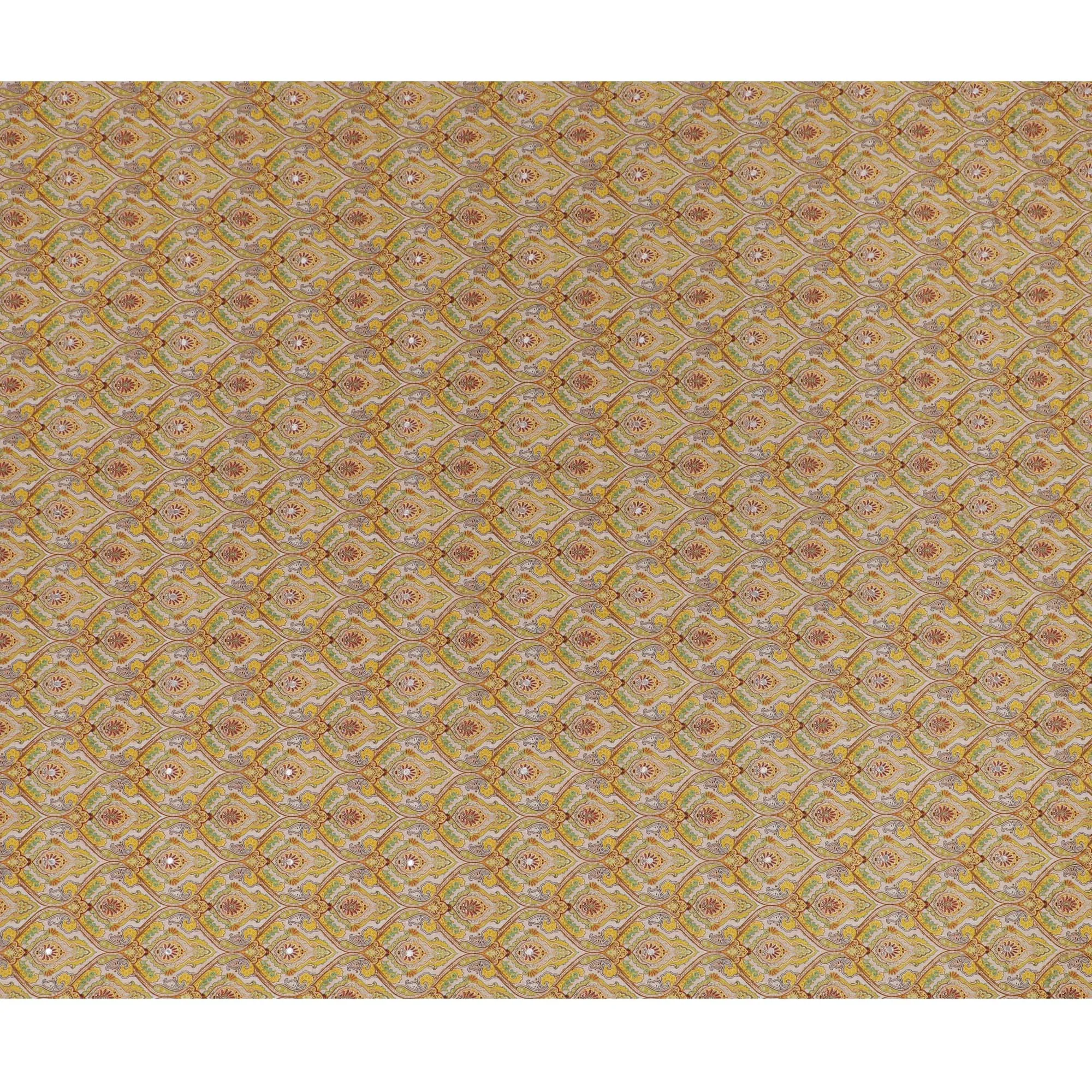 Yellow and Green Paisley Viscose Crepe Printed Fabric - 110 cm Wide-D20009